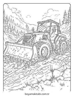 Buldozer boyama sayfası – okul öncesi, evde etkinlik