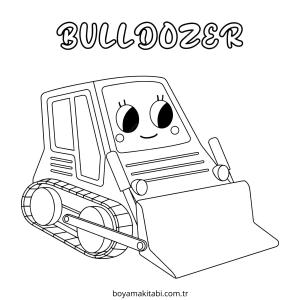 Buldozer boyama sayfası – çizgi film temalı, basit çizim