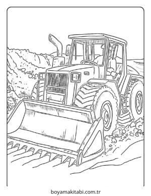 Buldozer boyama sayfası – boyama etkinliği, çocuk aktivitesi