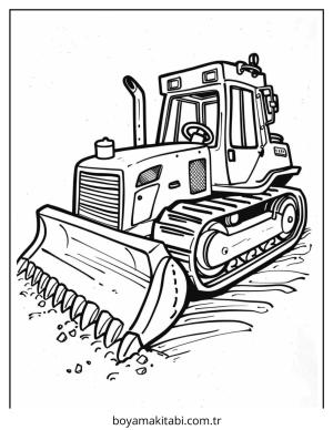 Buldozer boyama sayfası – sevimli karakter, sanatsal çalışma
