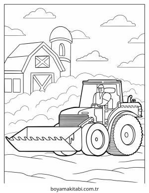Buldozer boyama sayfası – PDF indir, sevimli karakter