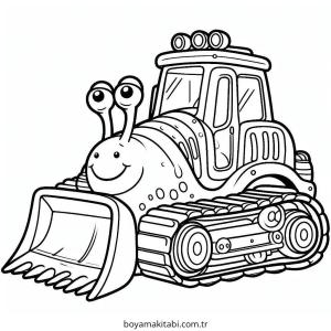 Buldozer boyama sayfası – eğlenceli etkinlik, el becerilerini geliştirir