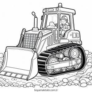 Buldozer boyama sayfası – eğlenceli etkinlik, el becerilerini geliştirir