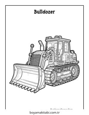 Buldozer boyama sayfası – çocuklar için, çizgi film temalı