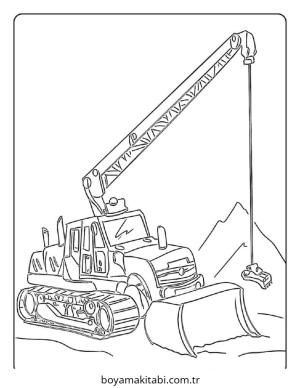 Buldozer boyama sayfası – çocuklar için, çizgi film temalı