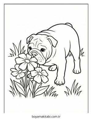Bulldog boyama sayfası – çocuk aktivitesi, PDF indir