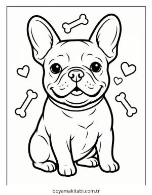 Bulldog boyama sayfası – çocuk aktivitesi, PDF indir