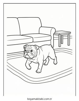 Bulldog boyama sayfası – çizgi film temalı, basit çizim