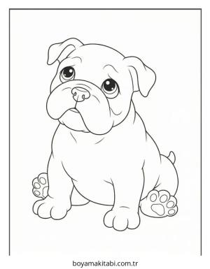 Bulldog boyama sayfası – çizgi film temalı, basit çizim