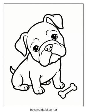 Bulldog boyama sayfası – sevimli karakter, sanatsal çalışma