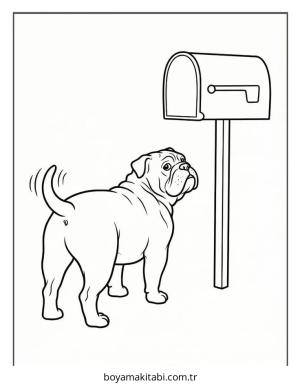 Bulldog boyama sayfası – sanatsal çalışma, çocuklar için