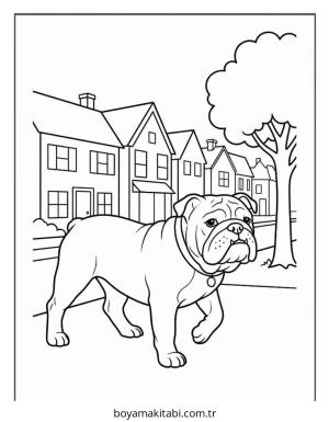 Bulldog boyama sayfası – el becerilerini geliştirir, boyama çalışması