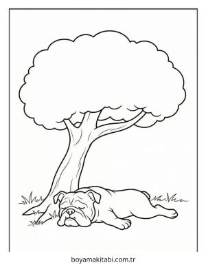 Bulldog boyama sayfası – çocuklar için, çizgi film temalı