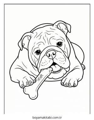 Bulldog boyama sayfası – kolay boyama, eğitici aktivite