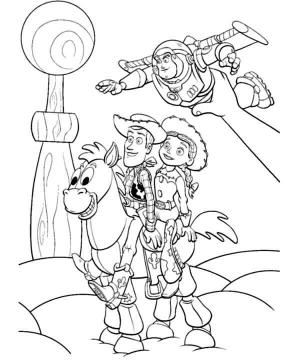 Bullseye boyama sayfası,  coloring page, Woody, Jessie, Buzz ve Bullseye, 