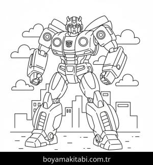 Bumblebee boyama sayfası – sevimli karakter, sanatsal çalışma