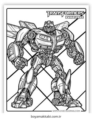 Bumblebee boyama sayfası – basit çizim, kolay boyama