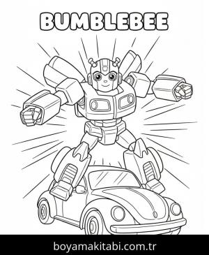 Bumblebee boyama sayfası – çocuklar için, çizgi film temalı