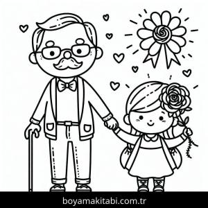 Büyükanne ve Büyükbaba Günü boyama sayfası – okul öncesi, evde etkinlik