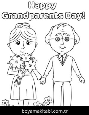 Büyükanne ve Büyükbaba Günü boyama sayfası – el becerilerini geliştirir, boyama çalışması