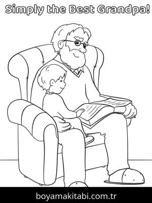 Büyükanne ve Büyükbaba Günü boyama sayfası – basit çizim, kolay boyama