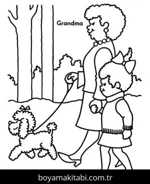Büyükanne ve Büyükbaba Günü boyama sayfası – sevimli karakter, sanatsal çalışma