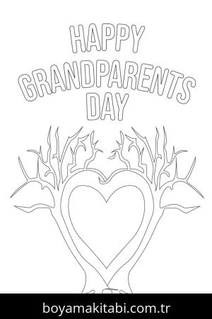 Büyükanne ve Büyükbaba Günü boyama sayfası – çocuk aktivitesi, PDF indir
