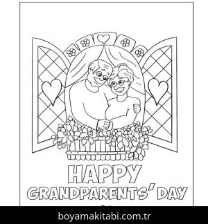 Büyükanne ve Büyükbaba Günü boyama sayfası – eğitici aktivite, yaratıcılık
