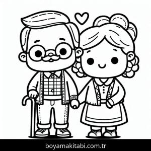 Büyükanne ve Büyükbaba Günü boyama sayfası – kolay boyama, eğitici aktivite