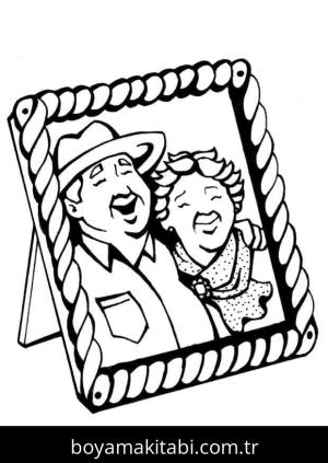 Büyükanne ve Büyükbaba Günü boyama sayfası – çocuklar için, çizgi film temalı