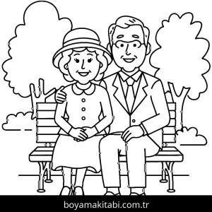 Büyükanne ve Büyükbaba boyama sayfası – boyama etkinliği, çocuk aktivitesi