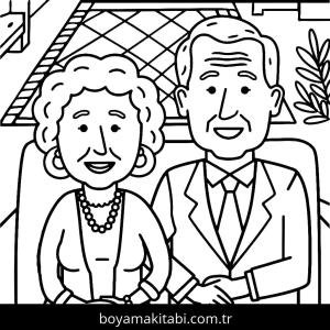 Büyükanne ve Büyükbaba boyama sayfası – yaratıcılığı geliştirir, keyifli zaman