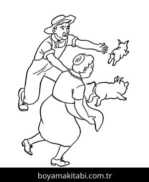 Büyükanne ve Büyükbaba boyama sayfası – sanatsal çalışma, çocuklar için