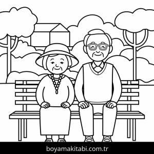 Büyükanne ve Büyükbaba boyama sayfası – evde etkinlik, ücretsiz yazdır