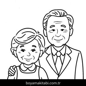 Büyükanne ve Büyükbaba boyama sayfası – okul öncesi, evde etkinlik