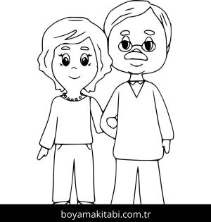 Büyükanne ve Büyükbaba boyama sayfası – boyama etkinliği, çocuk aktivitesi