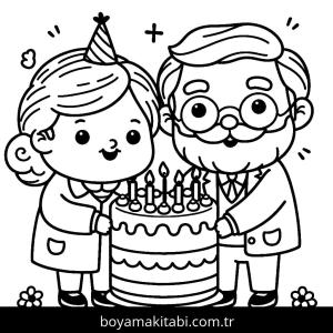 Büyükanne ve Büyükbaba boyama sayfası – boyama çalışması, yaratıcılığı geliştirir