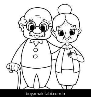 Büyükanne ve Büyükbaba boyama sayfası – okul öncesi, evde etkinlik