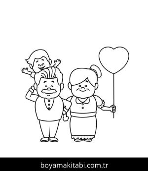 Büyükanne ve Büyükbaba boyama sayfası – renkli çizimler, okul öncesi