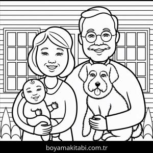 Büyükanne ve Büyükbaba boyama sayfası – yaratıcılık, eğlenceli etkinlik