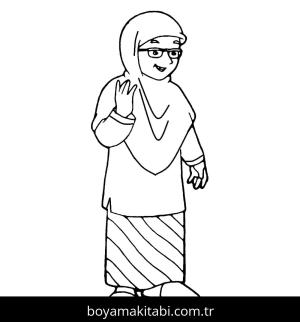 Büyükanne boyama sayfası – çocuk aktivitesi, PDF indir