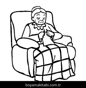Büyükanne boyama sayfası – çocuklar için, çizgi film temalı