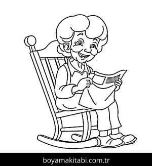 Büyükanne boyama sayfası – sanatsal çalışma, çocuklar için