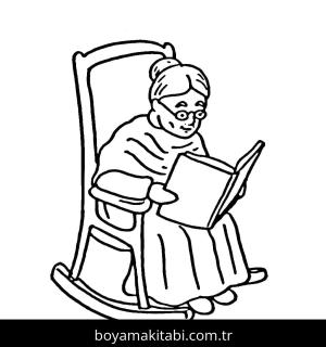 Büyükanne boyama sayfası – yaratıcılık, eğlenceli etkinlik