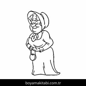 Büyükanne boyama sayfası – yaratıcılığı geliştirir, keyifli zaman