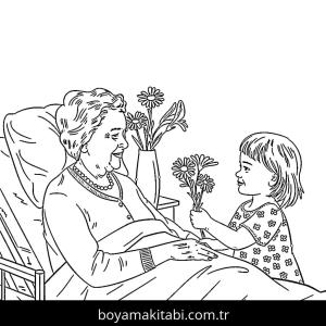 Büyükanne boyama sayfası – ücretsiz yazdır, boyama etkinliği