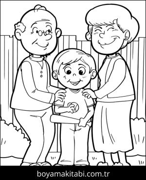 Büyükanne boyama sayfası – çizgi film temalı, basit çizim