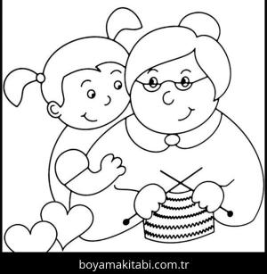 Büyükanne boyama sayfası – okul öncesi, evde etkinlik