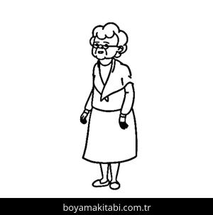 Büyükanne boyama sayfası – kolay boyama, eğitici aktivite