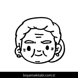 Büyükanne boyama sayfası – PDF indir, sevimli karakter